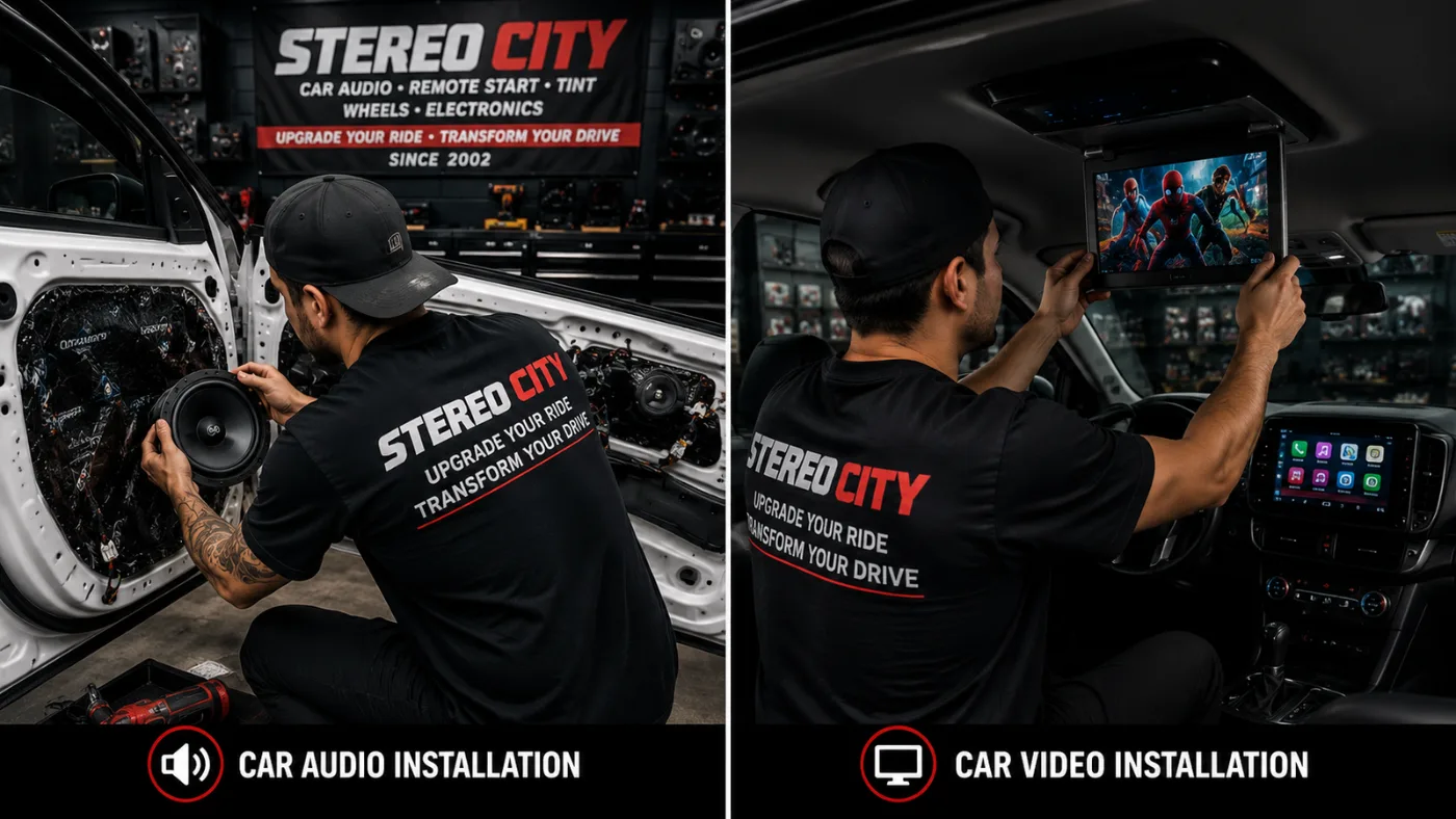 Stereo City technicians carrying out car audio and car video installations